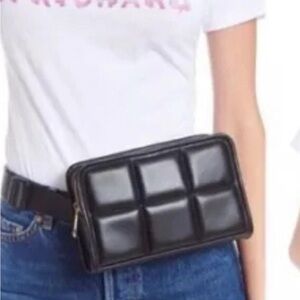 Amanda Uprichard Faux Leather Quilted Belt Bag Women's Size OS Black NEW